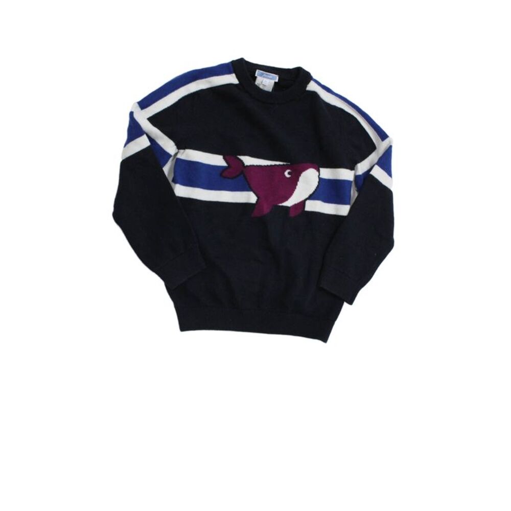 Jacadi Boys Graphic Print Crew Neck Long Sleeve Sweater Top Navy Size 8A
